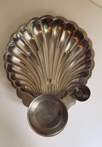 Vintage W&S Blackinton Silverplate Shell Serving Tray, Scallop Shell Hors d’Oeuvres Server, Sauce Bowl and Cocktail Pick Holder
