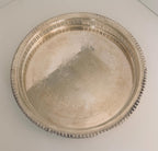 Vintage Webster Wilcox Silverplate Gallery Tray, 12.5” Round Pierced Serving Tray, Engraved Floral Cocktail Tray