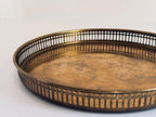 Vintage Brass Gallery Tray, Pierced Rim, Aged Patina (9.5" Diameter)