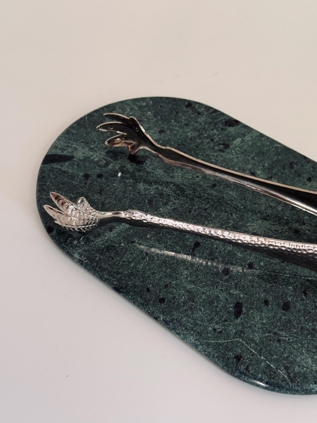 Vintage Claw Ice Tongs, Silver Tone Bird Talon Barware Tongs, Hammered Cocktail Bar Accessory