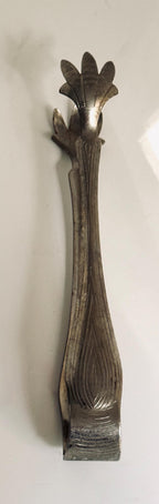 Vintage Claw Ice Tongs, Silver Tone Bird Talon Barware Tongs, Hammered Cocktail Bar Accessory