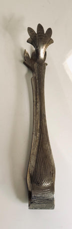 Vintage Claw Ice Tongs, Silver Tone Bird Talon Barware Tongs, Hammered Cocktail Bar Accessory