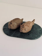 Vintage Green Marble Catchall Tray, Organic Kidney Shaped Stone Dish (7-3/4" x 4-3/4")