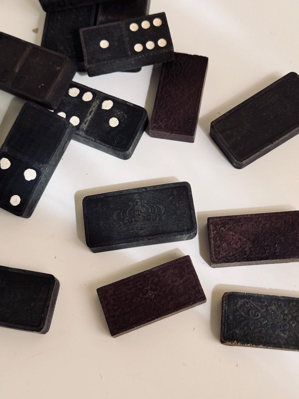 Vintage 2" Wooden Dominoes, Handcrafted Folk Art Game Pieces