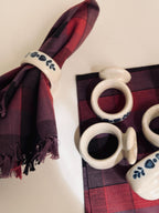 Vintage Plaid Cloth Napkins, Pink Plum and Black Fringed Table Linens, Set of 8