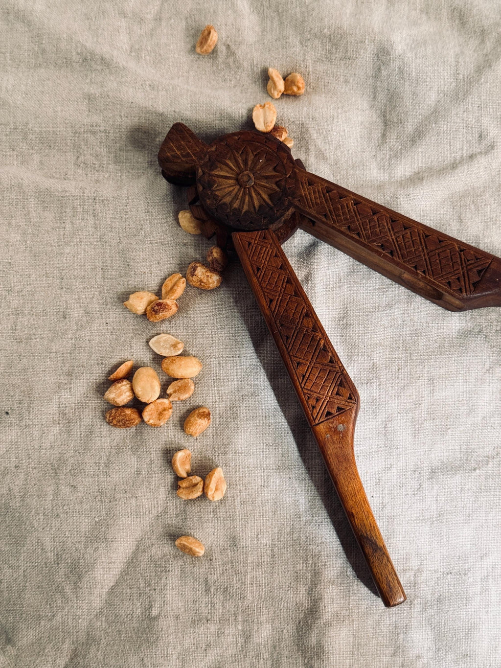 Vintage Carved Wood Nutcracker, Scandinavian Style Folk Art Nut Cracker, Hand Carved Kitchen Tool