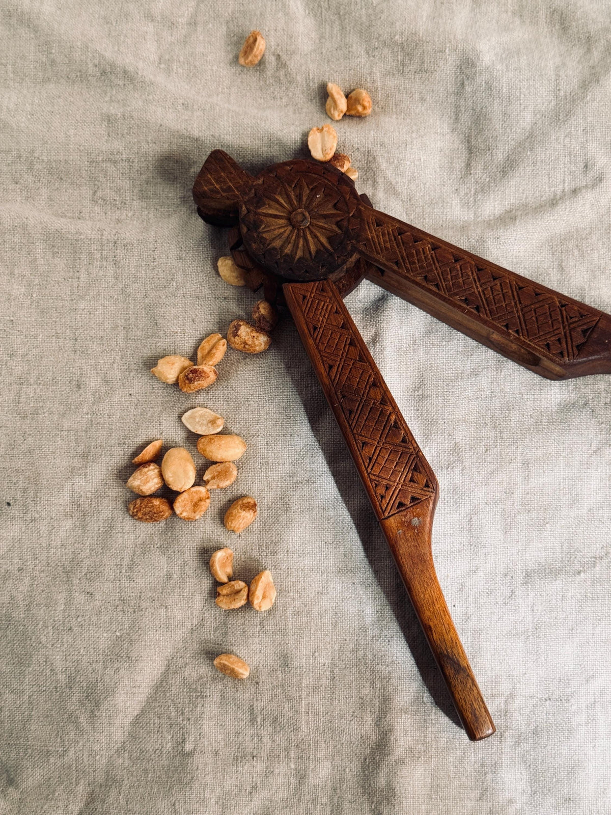 Vintage Carved Wood Nutcracker, Scandinavian Style Folk Art Nut Cracker, Hand Carved Kitchen Tool