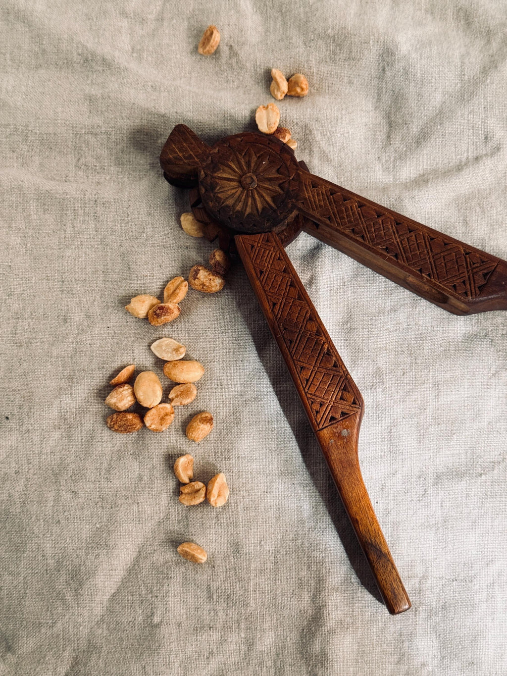 Vintage Carved Wood Nutcracker, Scandinavian Style Folk Art Nut Cracker, Hand Carved Kitchen Tool