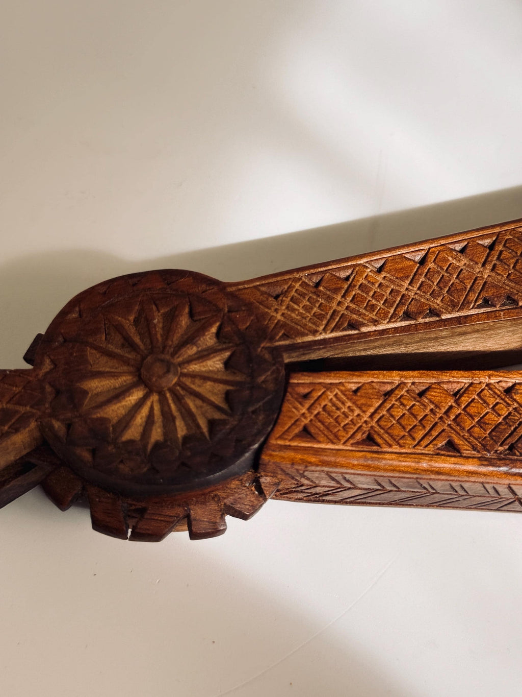 Vintage Carved Wood Nutcracker, Scandinavian Style Folk Art Nut Cracker, Hand Carved Kitchen Tool