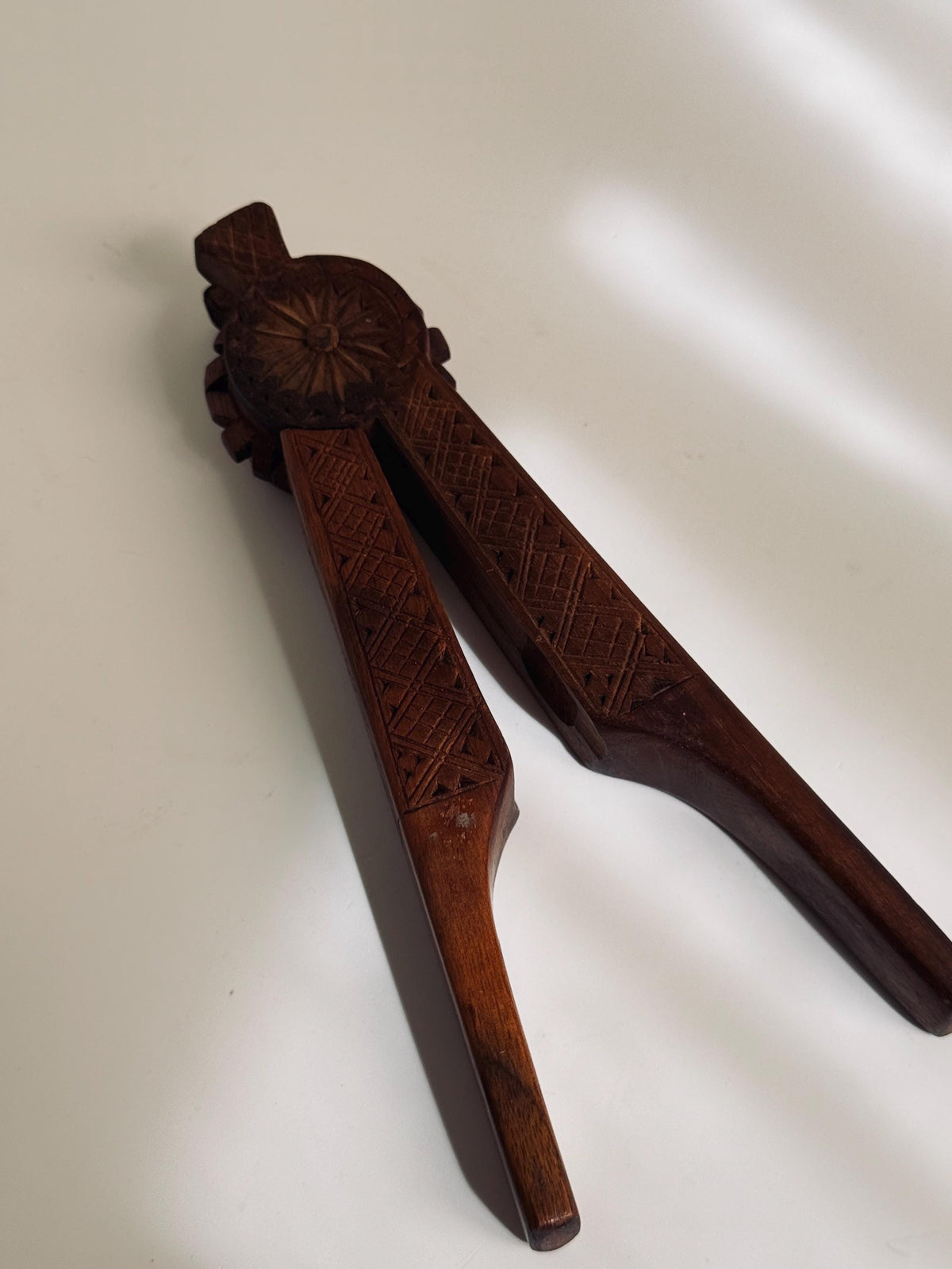Vintage Carved Wood Nutcracker, Scandinavian Style Folk Art Nut Cracker, Hand Carved Kitchen Tool