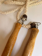 Vintage 16 Ft Cotton Jump Rope, Wooden Handles, Antique Sporting Decor (Wall Hanging)