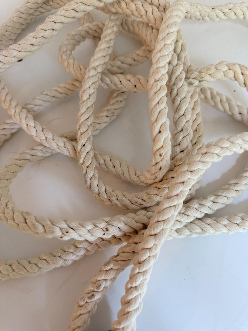 Vintage 16 Ft Cotton Jump Rope, Wooden Handles, Antique Sporting Decor (Wall Hanging)