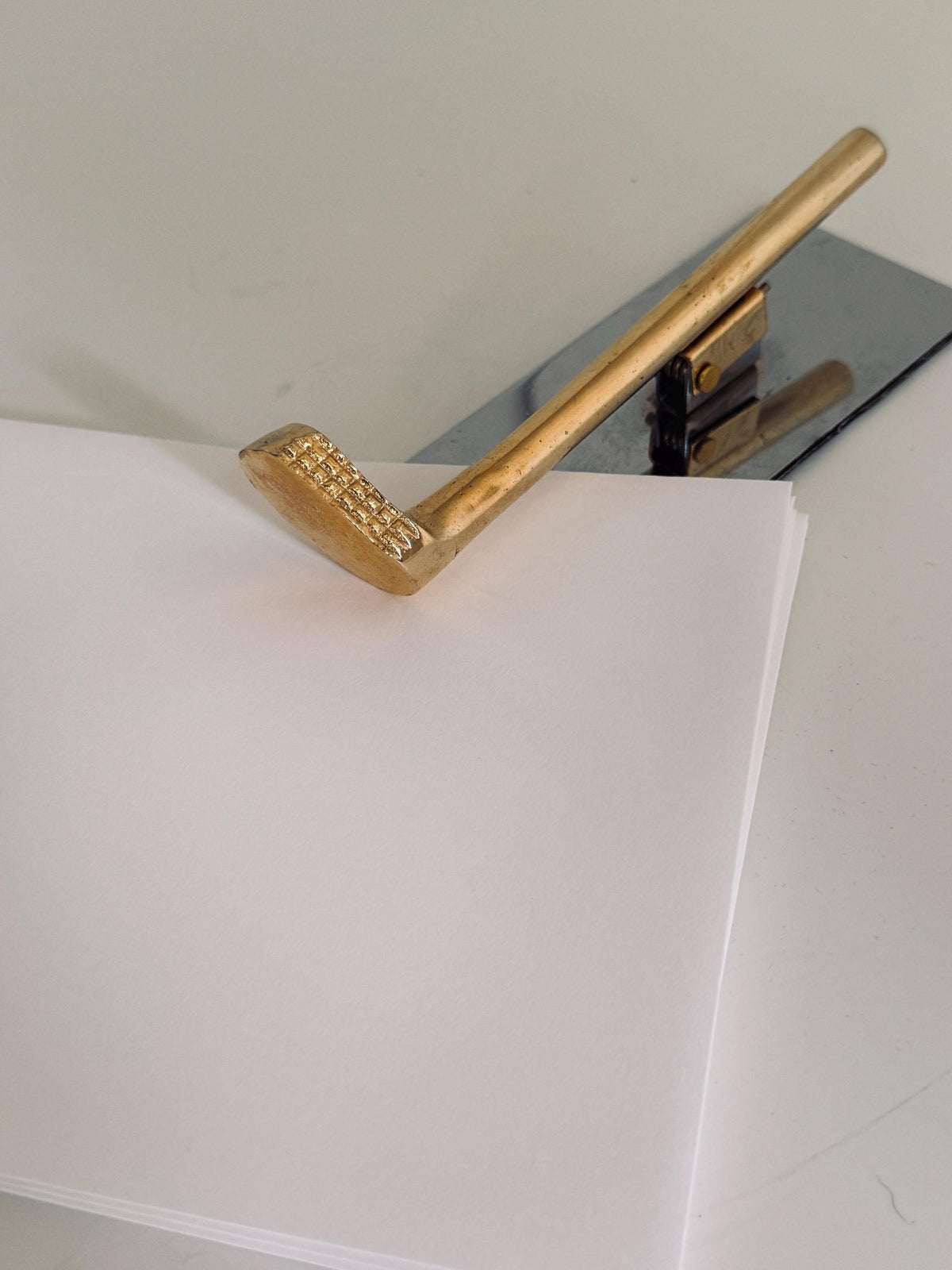 Vintage Gold Tone Golf Club Memo Holder, Mirrored Desk Accessory (Golfer Gift)