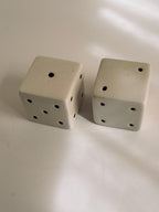 Vintage Ceramic Dice Salt & Pepper Shakers, White and Black Game Night Tableware