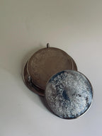 Vintage Silver-Tone Coaster Set with Holder, Engraved Floral Drink Coasters