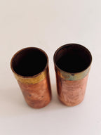 Vintage Copper Salt & Pepper Shakers, Brass Base Tableware