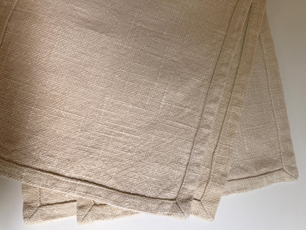 Set of 4 Neutral Woven Linen Placemats, Natural Textured Table Linens, Vintage Table Decor