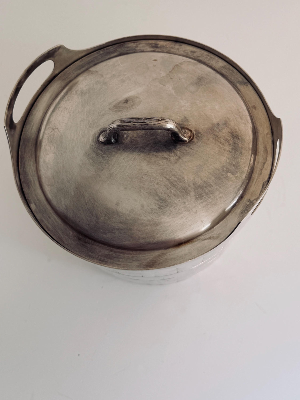Vintage Gorham Silverplate Ice Bucket, Barrel Style Wine Chiller, Lidded Barware with Liner