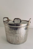 Vintage Gorham Silverplate Ice Bucket, Barrel Style Wine Chiller, Lidded Barware with Liner