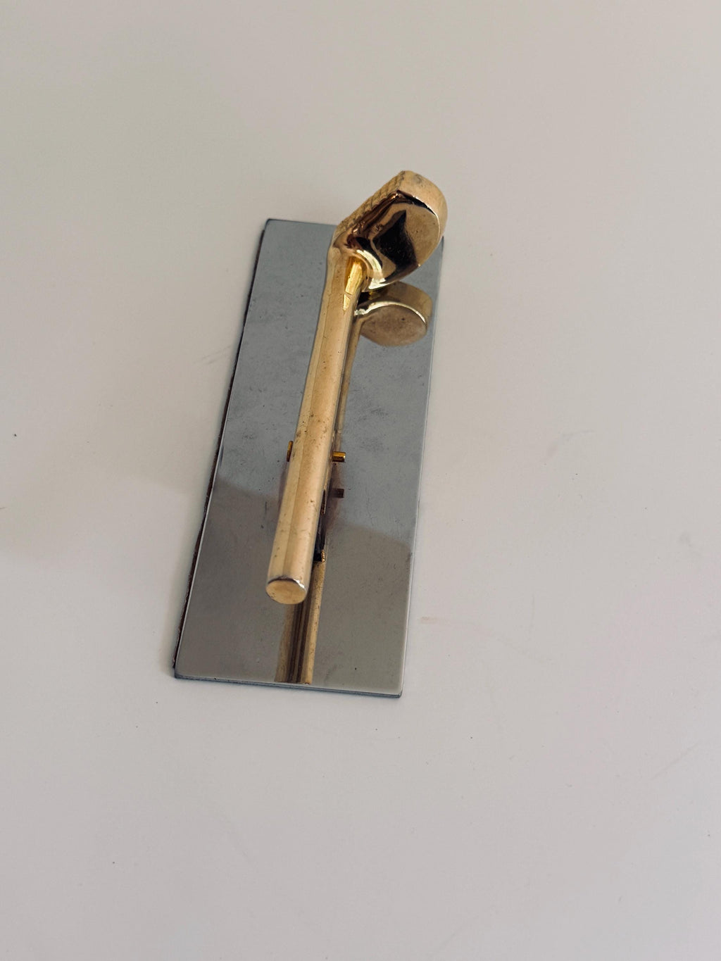 Vintage Gold Tone Golf Club Memo Holder, Mirrored Desk Accessory (Golfer Gift)