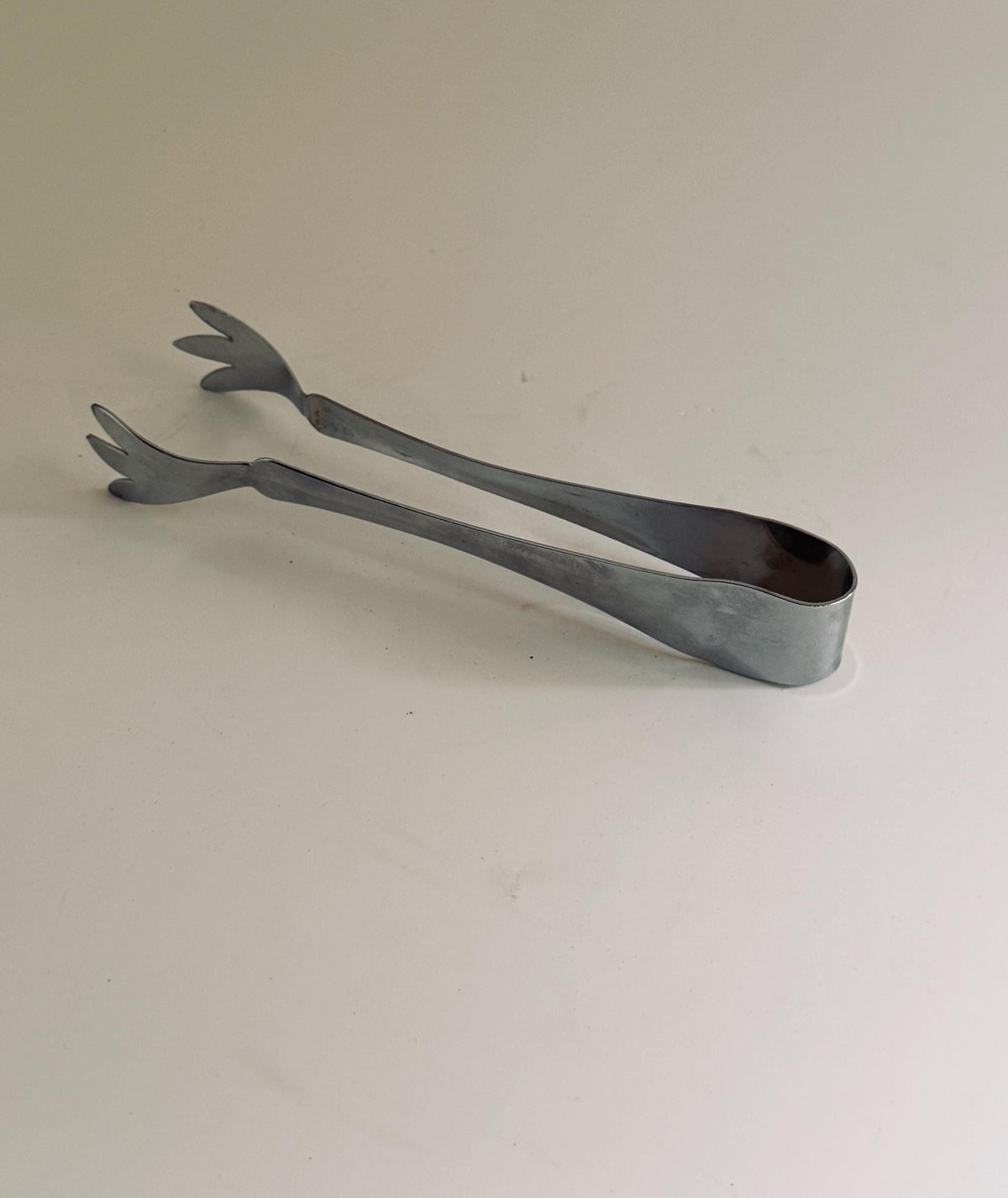 Vintage Stainless Steel Claw Ice Tongs, Three Prong Cocktail Tongs, Mid Century Barware