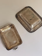 Vintage Silverplate Covered Butter Dish, Trinket Dish,  Small Handled Condiment Dish, Aged Silver Serveware