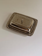 Small Silverplate Covered Butter Dish, Ornate Lidded Condiment Dish, Silver Tableware