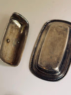 Vintage Silver Tone Covered Butter Dish, Rope Edge Butter Server, Lidded Tableware