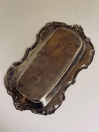 Vintage Silver Tone Covered Butter Dish, Glass Insert, Ornate Ribbed Dome Butter Server