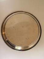 Vintage Silver Tone Embossed Floral Serving Tray, Rope Edge Bar Decor