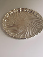 Vintage Godinger Silver Tone Serving Dish, Swirl Scalloped Tray, Decorative Bar & Tableware