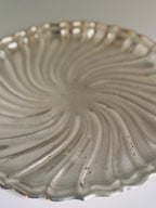 Vintage Godinger Silver Tone Serving Dish, Swirl Scalloped Tray, Decorative Bar & Tableware