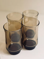 Vintage Smoky Brown Glasses, Set of 8, Small Juice & Rocks Glasses,  Retro Smoke Glass Barware