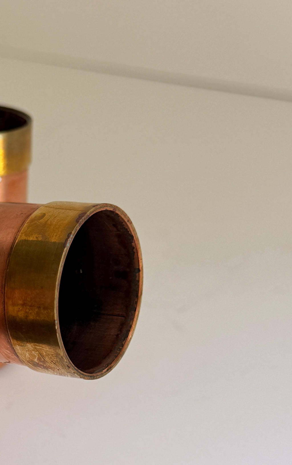 Vintage Copper Salt & Pepper Shakers, Brass Base Tableware
