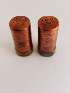 Vintage Copper Salt & Pepper Shakers, Brass Base Tableware