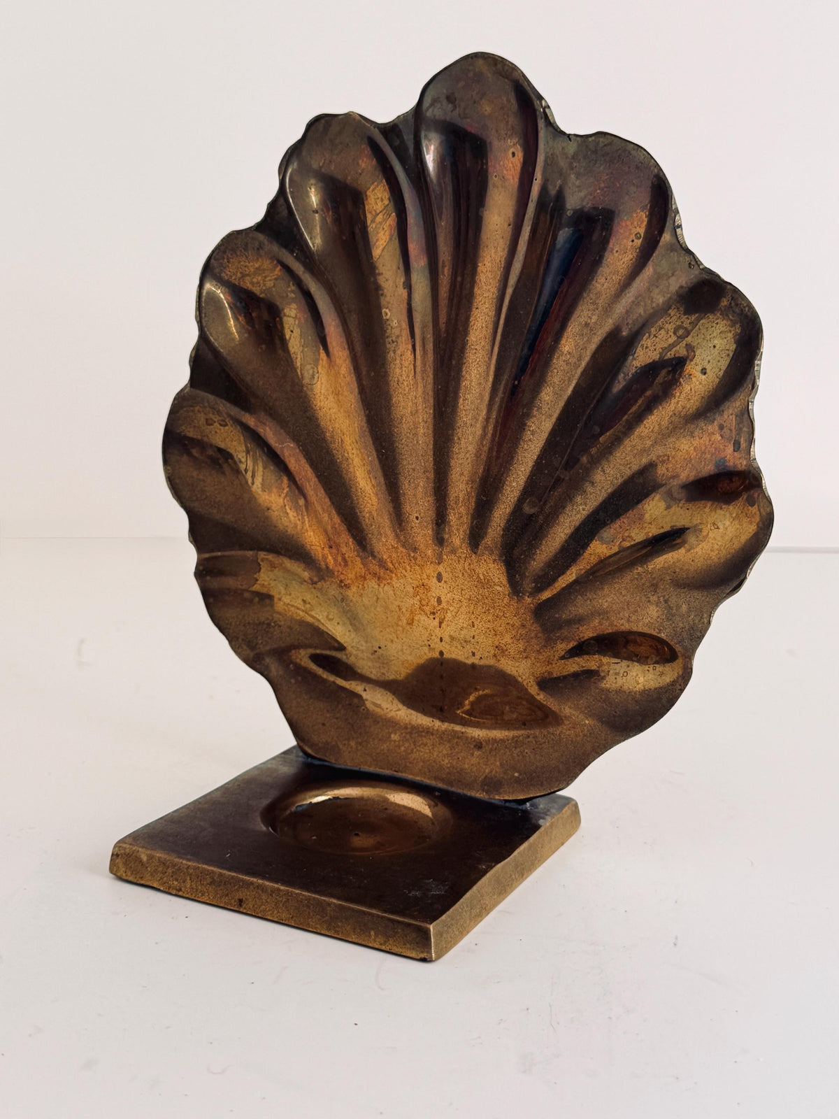 Vintage Brass Leaf Votive Candle Holder, Sculptural Botanical Decor