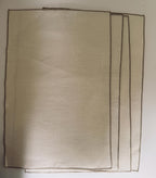 Neutral Woven Placemats, Set of 4, Oatmeal Beige Table Linens with Brown Stitched Border