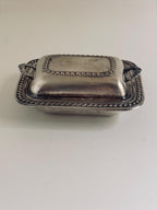 Vintage Silverplate Covered Butter Dish, Trinket Dish,  Small Handled Condiment Dish, Aged Silver Serveware
