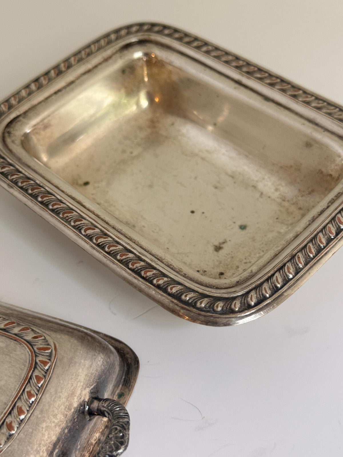 Vintage Silverplate Covered Butter Dish, Trinket Dish,  Small Handled Condiment Dish, Aged Silver Serveware