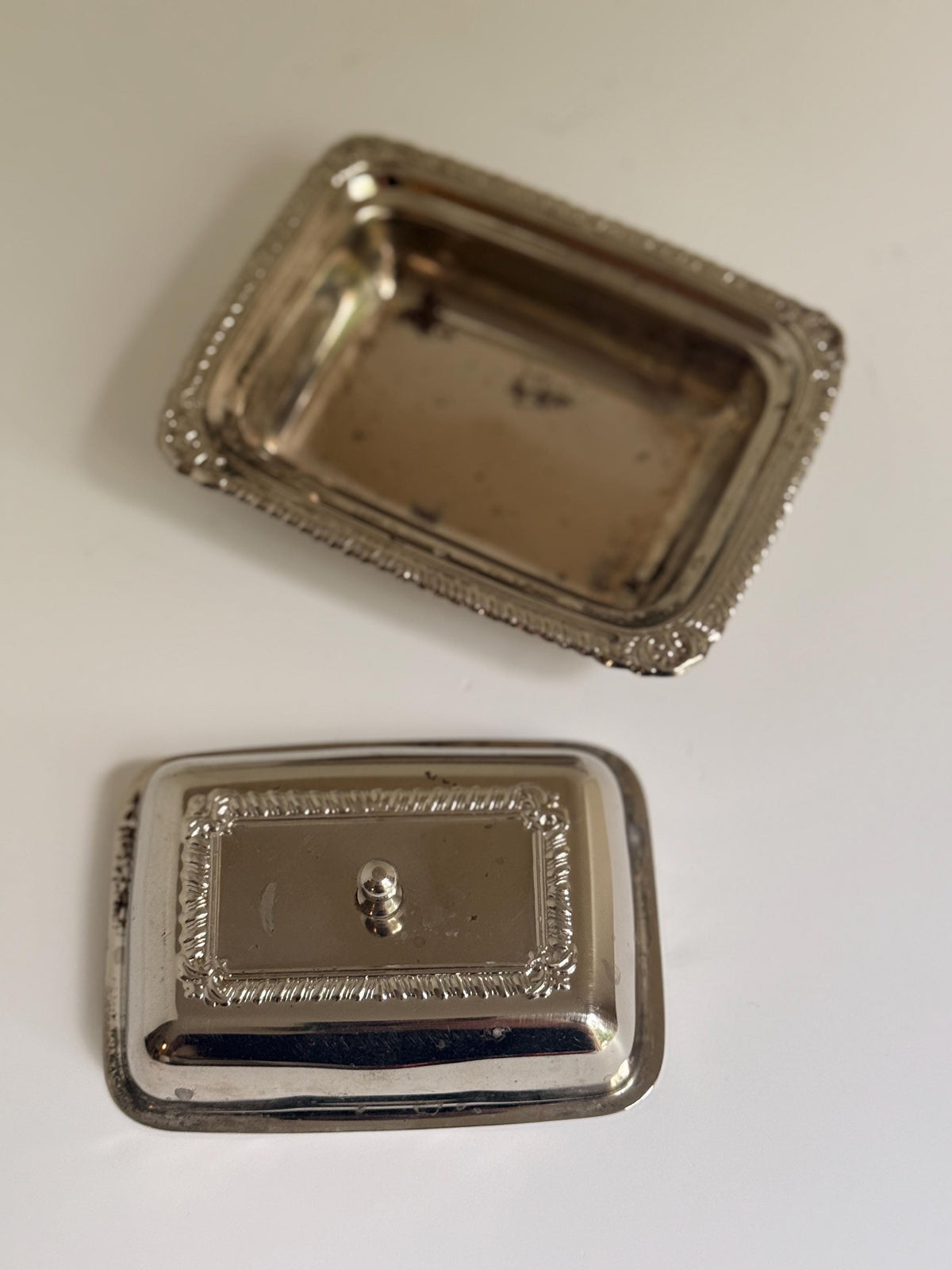 Small Silverplate Covered Butter Dish, Ornate Lidded Condiment Dish, Silver Tableware
