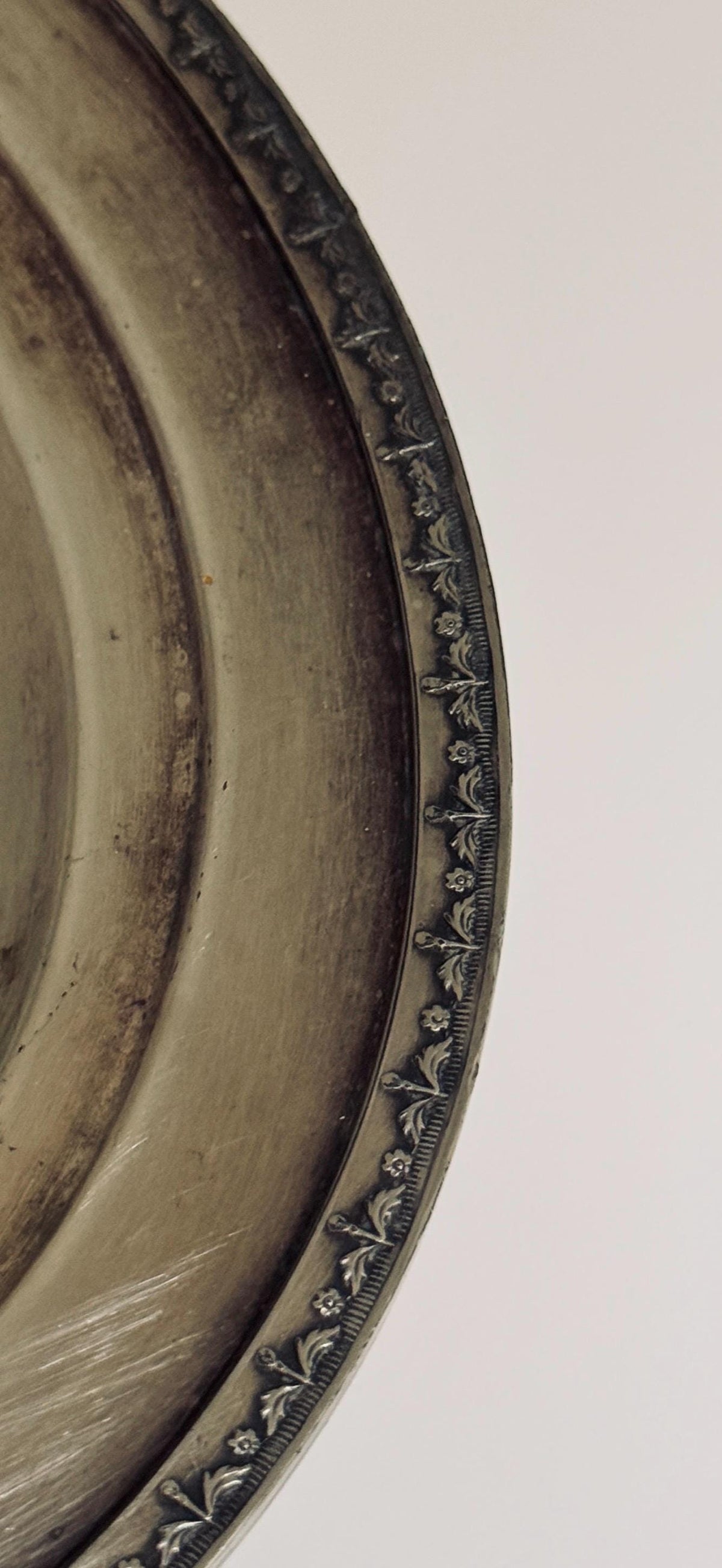Vintage Silverplate Oval Serving Bowl, Floral Border Centerpiece Bowl, Aged Silver Tableware