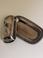 Vintage Silver Tone Covered Butter Dish, Rope Edge Butter Server, Lidded Tableware