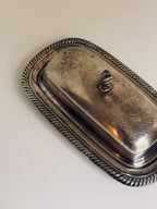 Vintage Silver Tone Covered Butter Dish, Rope Edge Butter Server, Lidded Tableware