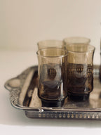 Vintage Smoky Brown Glasses, Set of 8, Small Juice & Rocks Glasses,  Retro Smoke Glass Barware