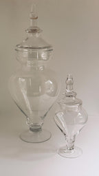 Large Clear Glass Apothecary Jar, Pedestal Urn with Finial Lid, Decorative Glass Display Vessel