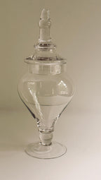 Large Clear Glass Apothecary Jar, Pedestal Urn with Finial Lid, Decorative Glass Display Vessel