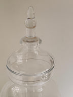Large Clear Glass Apothecary Jar, Pedestal Urn with Finial Lid, Decorative Glass Display Vessel