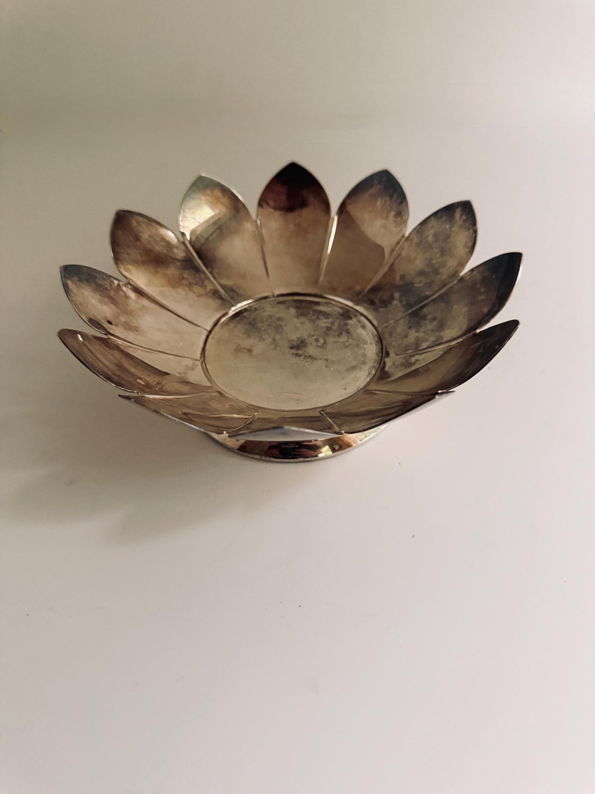 Vintage Leonard Silverplate Flower Bowl, Sculptural Petal Serving Dish, Silver Floral Catchall