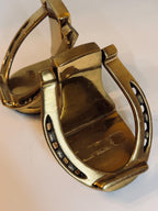 Brass Horseshoe Bookends, Pair of Equestrian Bookends, Horse Lover Gift, Vintage Style Library Decor