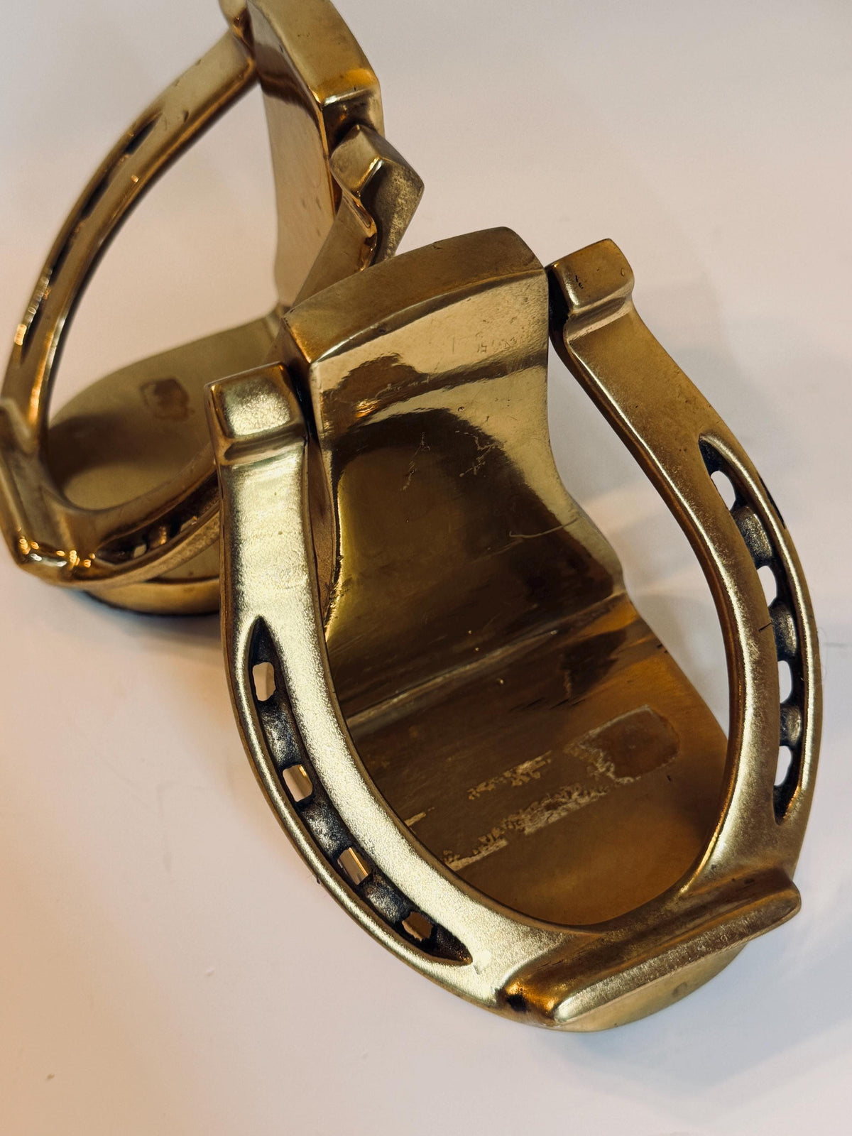Brass Horseshoe Bookends, Pair of Equestrian Bookends, Horse Lover Gift, Vintage Style Library Decor